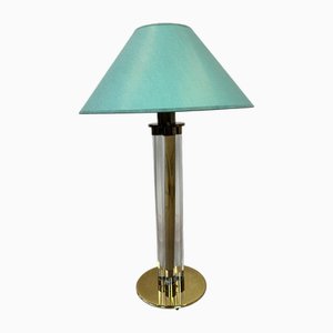 Vintage Hollywood Regency Table Lamp in Brass and Acrylic Glass