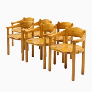 Pinewood Carver Chairs attributed to Rainer Daumiller, 1970s, Set of 6