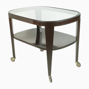 Mid-Century Modern Italian Wood & Glass Serving Cart attributed to Gio Ponti for Casa E Giardino, 1950s