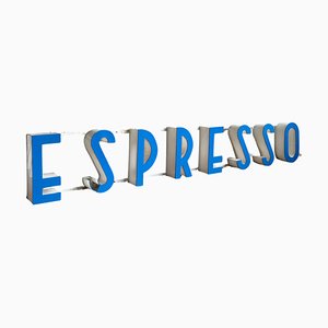 Insegna pubblicitaria grande con caffè espresso in vetro acrilico e metallo, anni '50