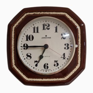 Vintage German Wall Clock with Brown Ceramic Housing from Junghans, 1970s