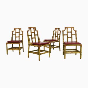 China Chairs in Rattan and Leather from Vivai Del Sud, Italy, 1973, Set of 4