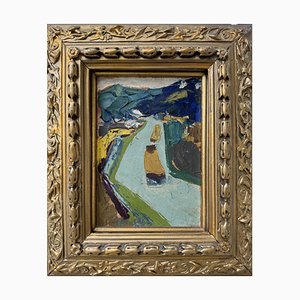 Impressionist Painting, Circa 1890/1900, Barges in the Seine, Oil on Cardboard