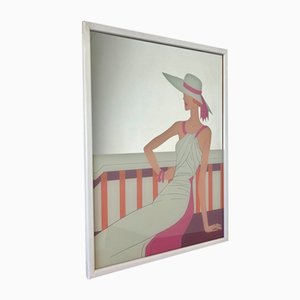 Vintage Art Deco Aldo Andreolo Picture Mirror Sign