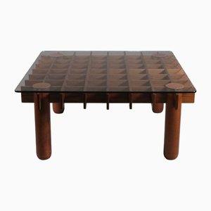Low Coffee Table in Wood and Glass