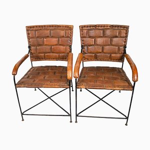 Set of Hand-Crafted Leather Chairs, 1970s