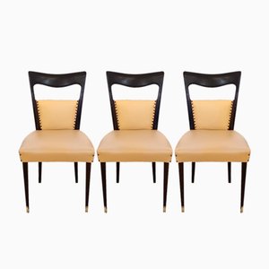 Sedie da pranzo in skai beige attribuite a Melchiorre Bega, Italia, anni '50, set di 6