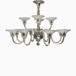 Vintage Art Deco Bohemian Glass Chandelier from Kamenický Šenov, 1930s