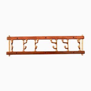 Scandinavian Teak and Brass Towel Rack