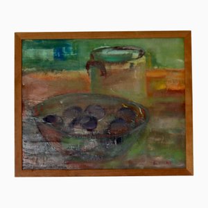 Borsand, Natura morta con fruttiera, anni '60, Olio su tela, con cornice