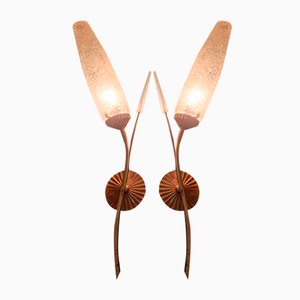 Mid-Century French Floral Wall Sconces, 1950s, Set of 2