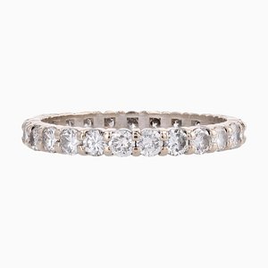 French Modern Diamonds Ring in 18 Karat White Gold