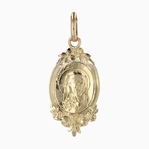 18 Karat Gelbgold Anhänger mit Saint Therese Medaille, 1890er