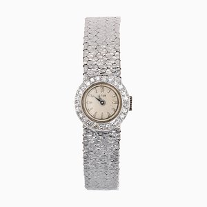 Reloj francés de diamantes en oro blanco de 18 kt, años 70