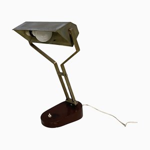 Mid-Century Italian Modern Adjustable Desk or Table Lamp in Brown Metal, 1930s
