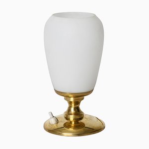 Mid-Century Italian Table Lamp in Brass and Opaline Glass, 1950s