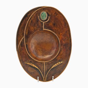 Plat Stylisé Sussex Guild en Cuivre avec Cabochon en Pierre par Sam Fanaroff, 1990s