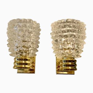 Wandlampen aus Rostrato Murano Glas im Stil von Barovier, 2000, 2er Set