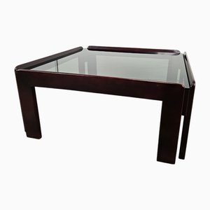 Coffee Table with Smoked Glass attributed to Afra and Tobia Scarpa for Cassina, 1960s