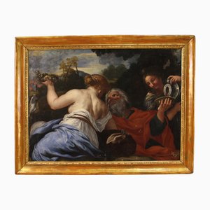 Italian Artist, Lot and His Daughters, 1650, Oil on Canvas, Framed
