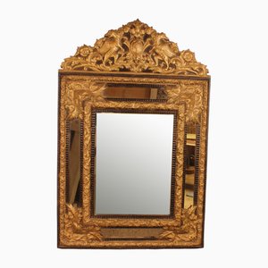 Pareclosed Mirror in Repoussé Copper and Ebony, Early 19th Century