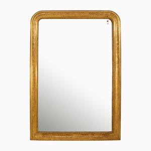 19th Century Louis Philippe Gilded Wall Mirror with Floral & Gold Leaf Mirror