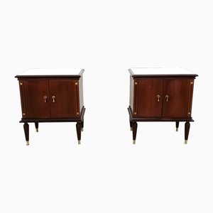Black Walnut Nightstands with Marble Top by Paolo Buffa, 1950s, Set of 2