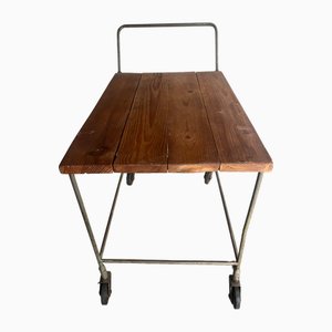 Carrito de servicio con tablero de madera, años 50