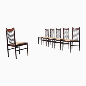 Dänische Vintage Esszimmerstühle aus Palisander & Wildleder von Helge Sibast für Sibast, 1960, 6er Set