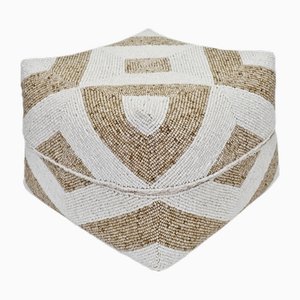 X-Large Beige and White Bamboo Beaded Box, 2010s
