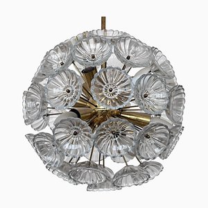 Pissenlit Space Age Sputnik en Laiton et Verre, Allemagne, 1960s