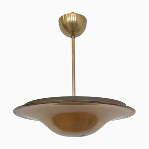 Bauhaus Brass Chandelier with Indirect Light, 1930s