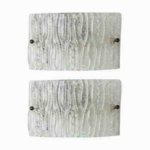 Quadratische Wandlampe aus geripptem Glas von Kaiser Leuchten, 1960er