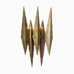 Aplique de pared grande de latón atribuido a Holm Sorensen, 1960