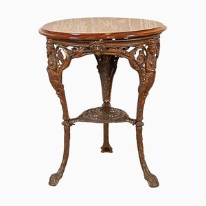 Vintage Oval Coffee Table on Cast Iron Base, 1950s
