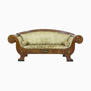 Large Antique Biedermeier Sofa in Green with Brass Details, 1860