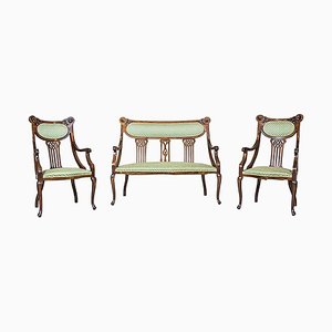 Art Nouveau Living Room Set, 1910, Set of 3