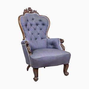 Neo-Rococo Walnut Chair with Violet Fabric, 1860