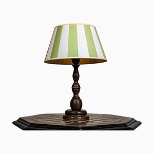 Electric Table Lamp with Green-White Shade, 1950s