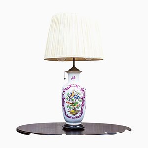 Lampada da tavolo vintage elettrica con base decorativa in ceramica, anni '40