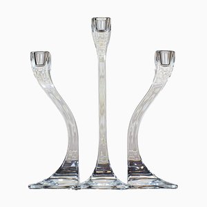 Vintage Glass Candlesticks, 1950s, Set of 3