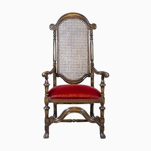 Armchair with Rattan Backrest, 1950s