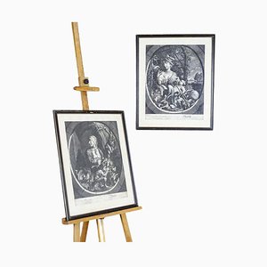 M. E. and J. J. Ridinger, Seasons, 18th Century, Engravings, Set of 2