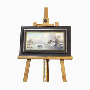 Paesaggio rurale invernale, Dipinto ad olio, Inizio XX secolo, Incorniciato