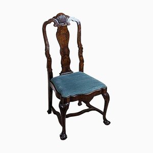 Antique French Oak Chair with Grey Upholstery, 1890s