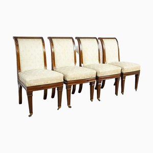 Antike Stühle aus Mahagoni mit weißem Bezug, 1880, 4 . Set