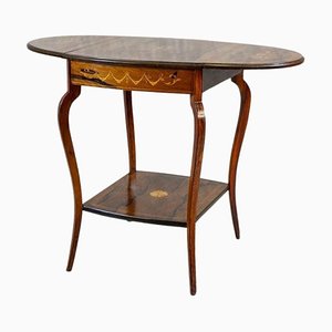 Antiker Teetisch aus Palisander mit Intarsien, 1890er