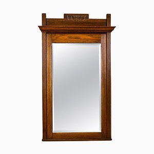 Specchio da terra vintage con cornice in quercia marrone chiaro, anni '50