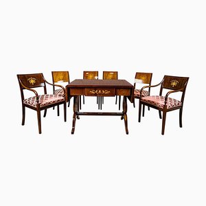 Antique Biedermeier Living Room Set, 1890s, Set of 7