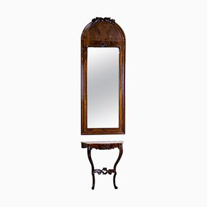 Set of Antique Louis Philippe Mirror and Console Table, 1890s